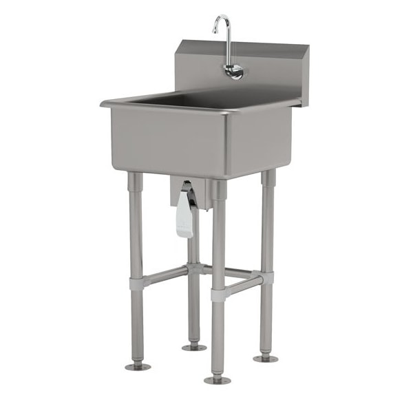 10 Deep NSF 14 Ga. 304 SS Floor Mt Sink - Knee Operated Faucet